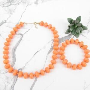 J.Crew Coral Beaded Necklace & Bracelet Set
